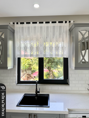 PRM 16665 KETEN APLİK İŞLEMELİ KISA TÜL - 