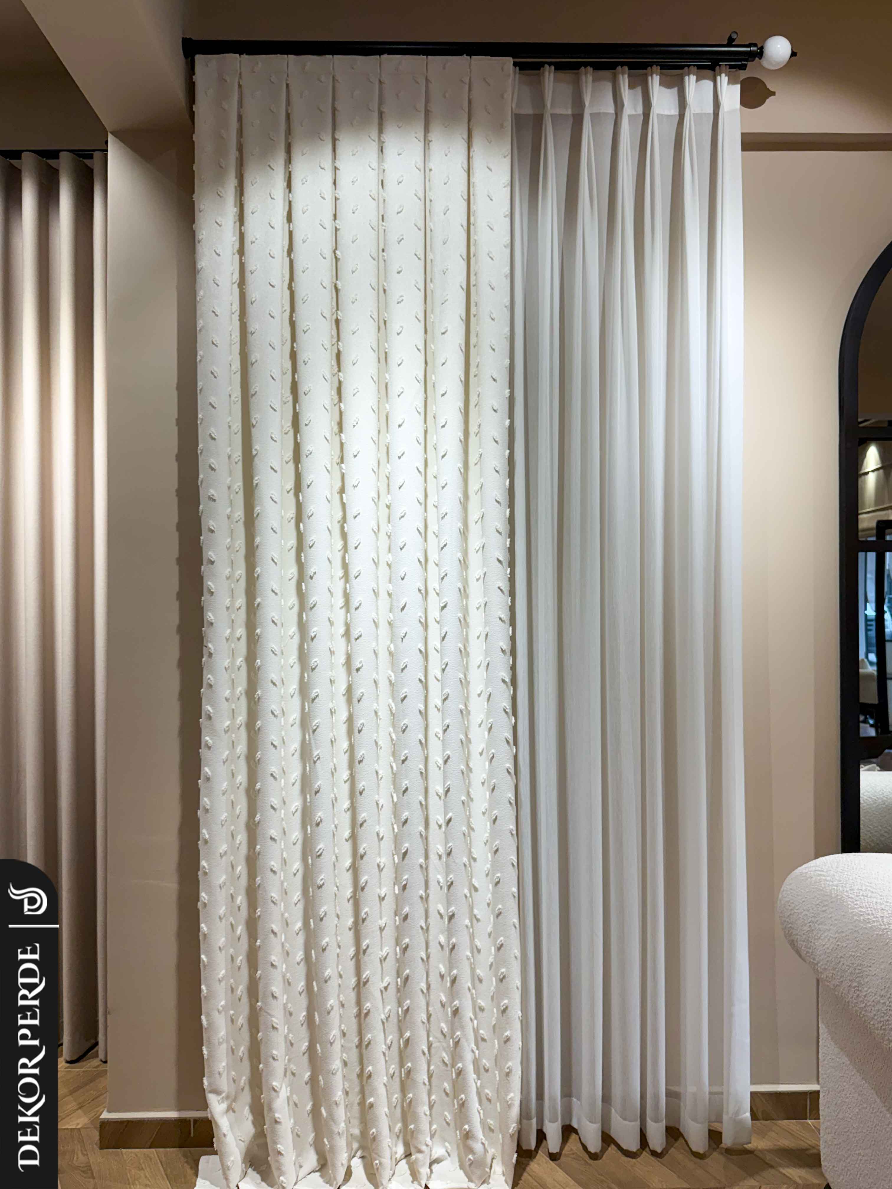 MRF PÜSKÜLLÜ DAMLALI KETEN 2-029 FON PERDE - 3