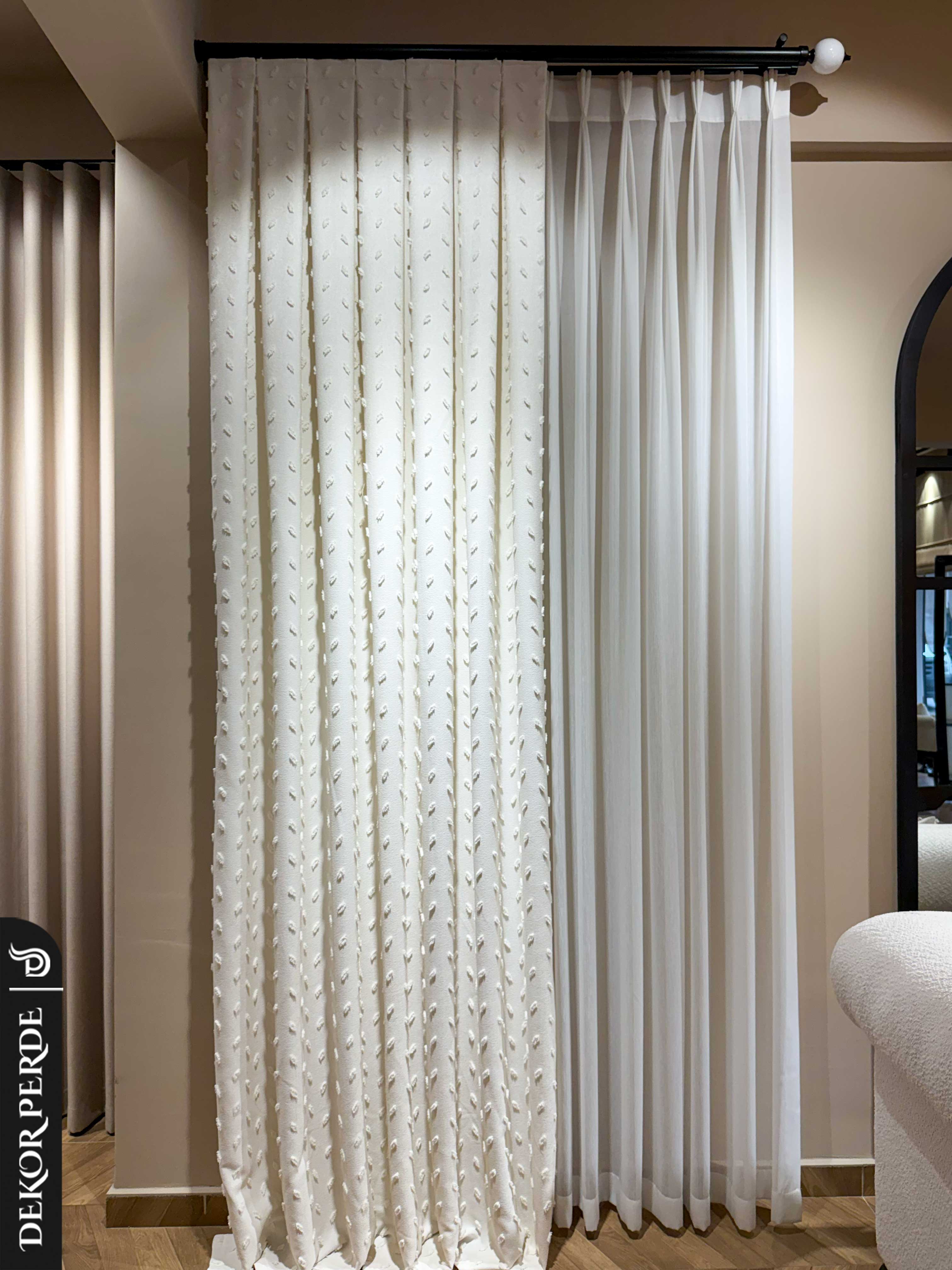 MRF PÜSKÜLLÜ DAMLALI KETEN 2-029 FON PERDE - 3