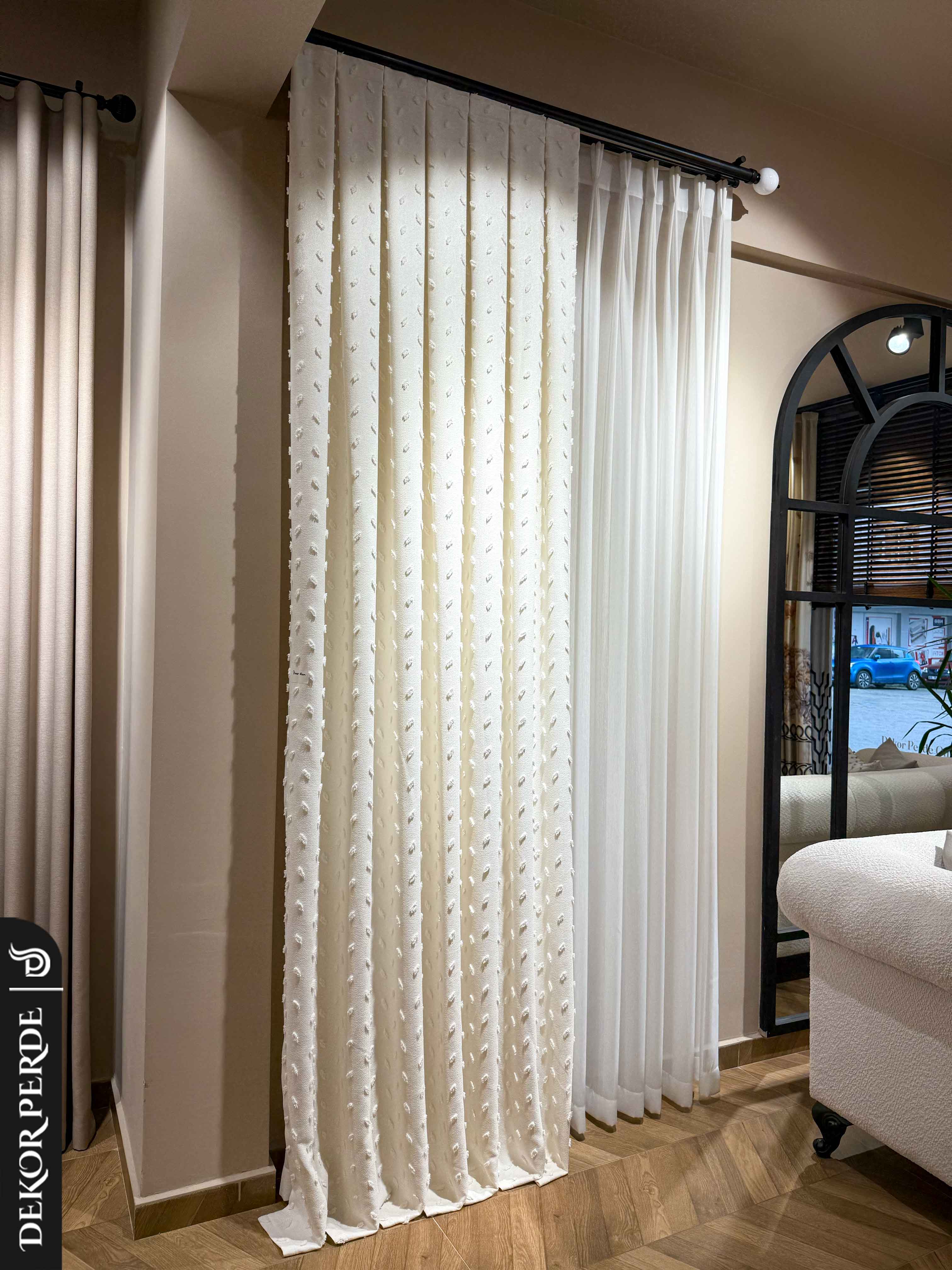 MRF PÜSKÜLLÜ DAMLALI KETEN 2-029 FON PERDE - 4