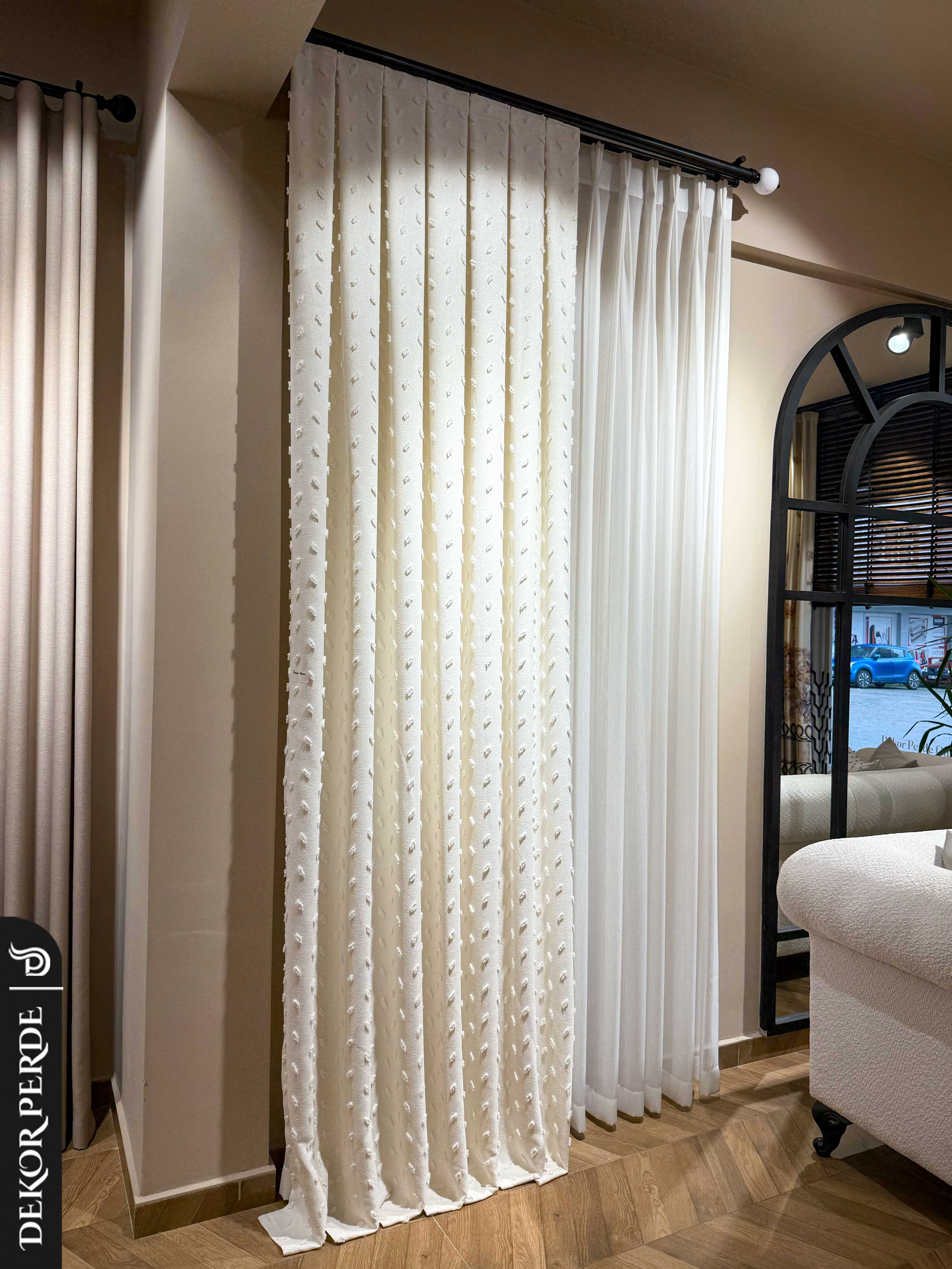 MRF PÜSKÜLLÜ DAMLALI KETEN 2-029 FON PERDE - 4