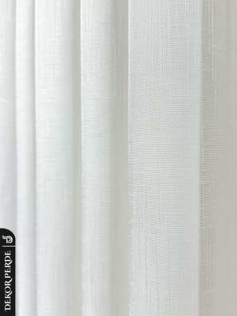 AYS KALIN ÇİZGİLİ PARLAK POLYESTER KETEN PUSULA TÜL PERDE - 5