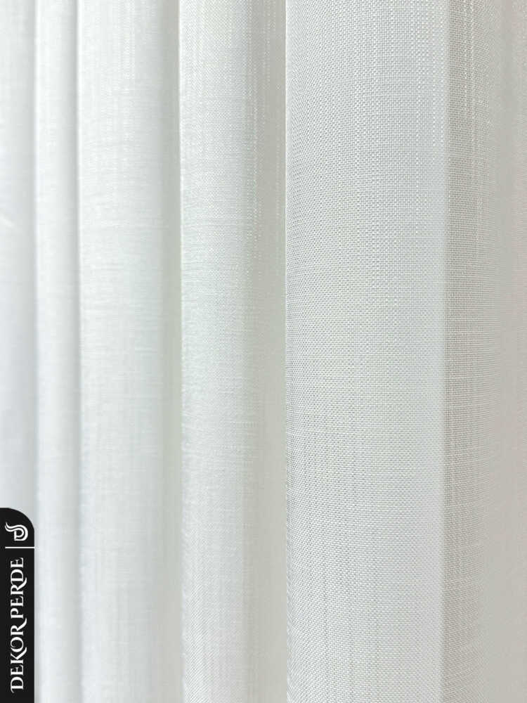 AYS KALIN ÇİZGİLİ PARLAK POLYESTER KETEN PUSULA TÜL PERDE - 5
