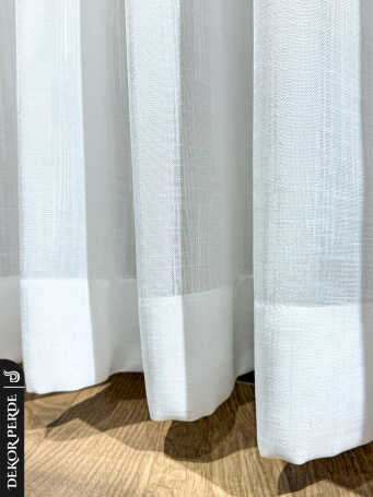 AYS KALIN ÇİZGİLİ PARLAK POLYESTER KETEN PUSULA TÜL PERDE - 1